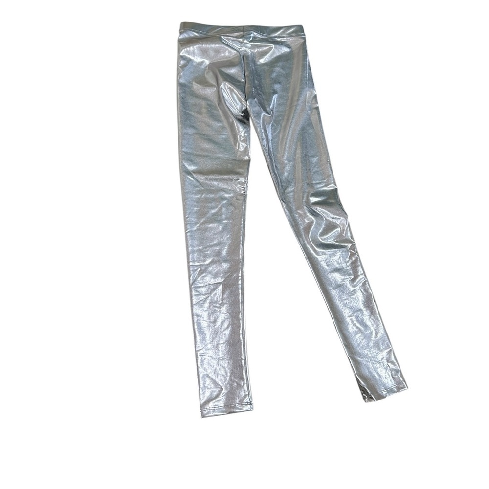 Nwot Crewcuts Shiny Silver metalluc Leggings pull on high waisted size 14(girls)